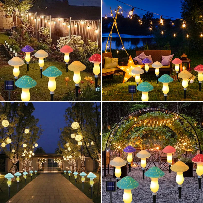 Solar Mushroom Lights for Garden Decor Waterproof Outdoor Night Light LED Fairy Lamp for Christmas Halloween Garden Lawn Pathway