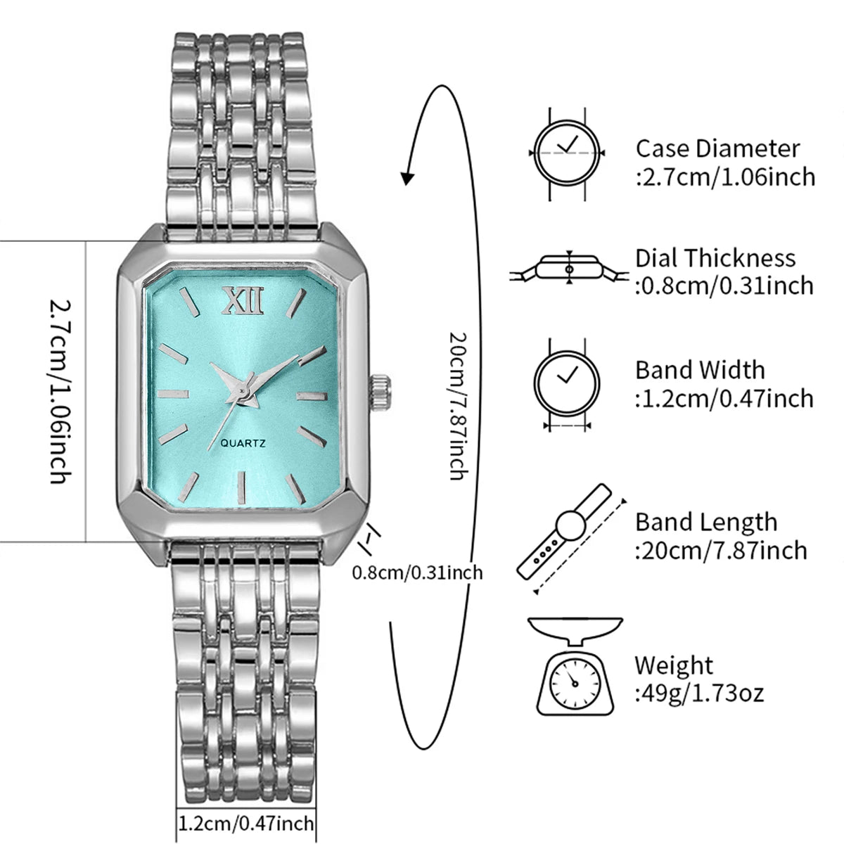 4/5/8/9PCS Fashion Rectangle Women Watches Set Luxury Analog Quartz Wristwatch For Ladies Clock Reloj Mujer（Without Box）