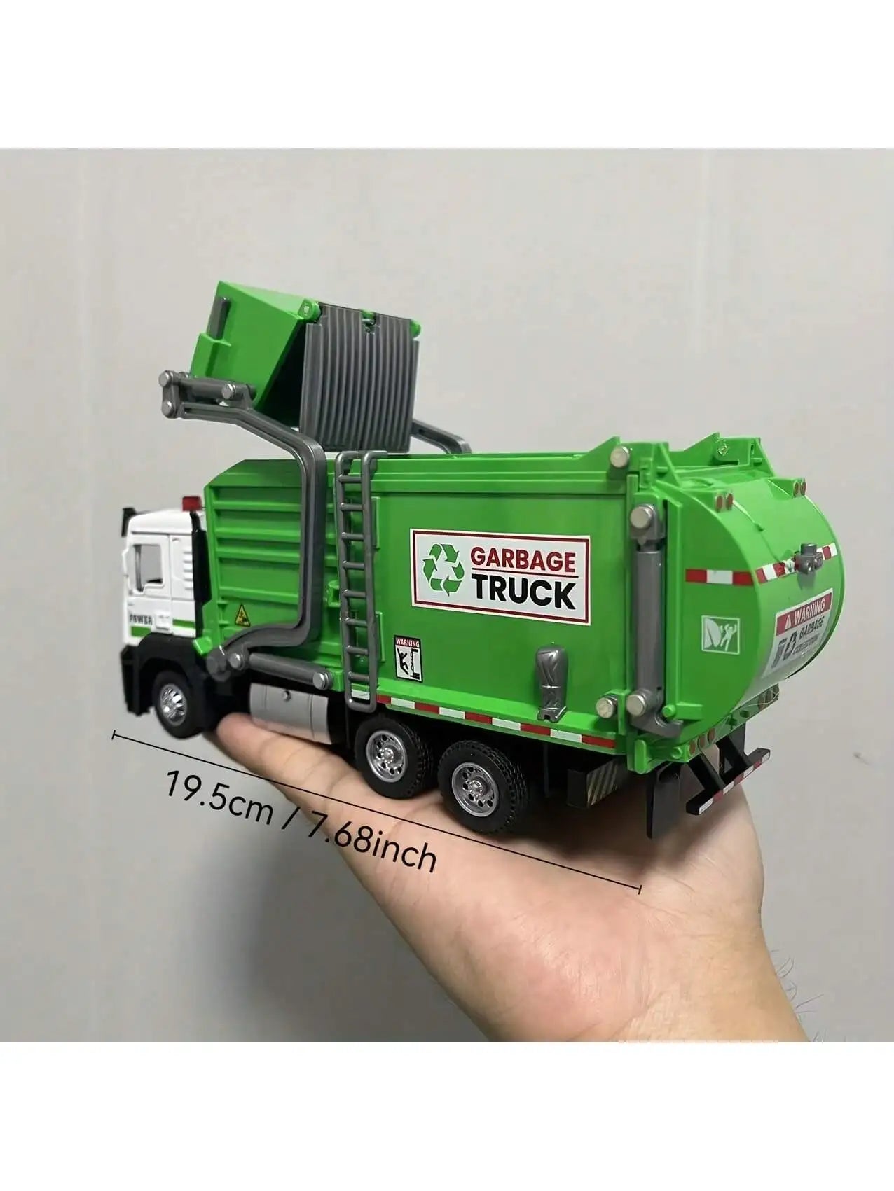 Realistic Garbage Truck Toy Set with Trash Can & STEM Learning Cards | 6+ Years Interactive Pull-Back Vehicle for Boys & Girls,