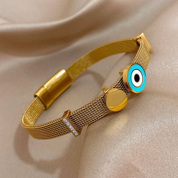 Greatera Round Eye Watch Bracelet Five-pointed Star Accessory Strap Design Stainless Steel Women's Bangle Gift Jewelry Trendy