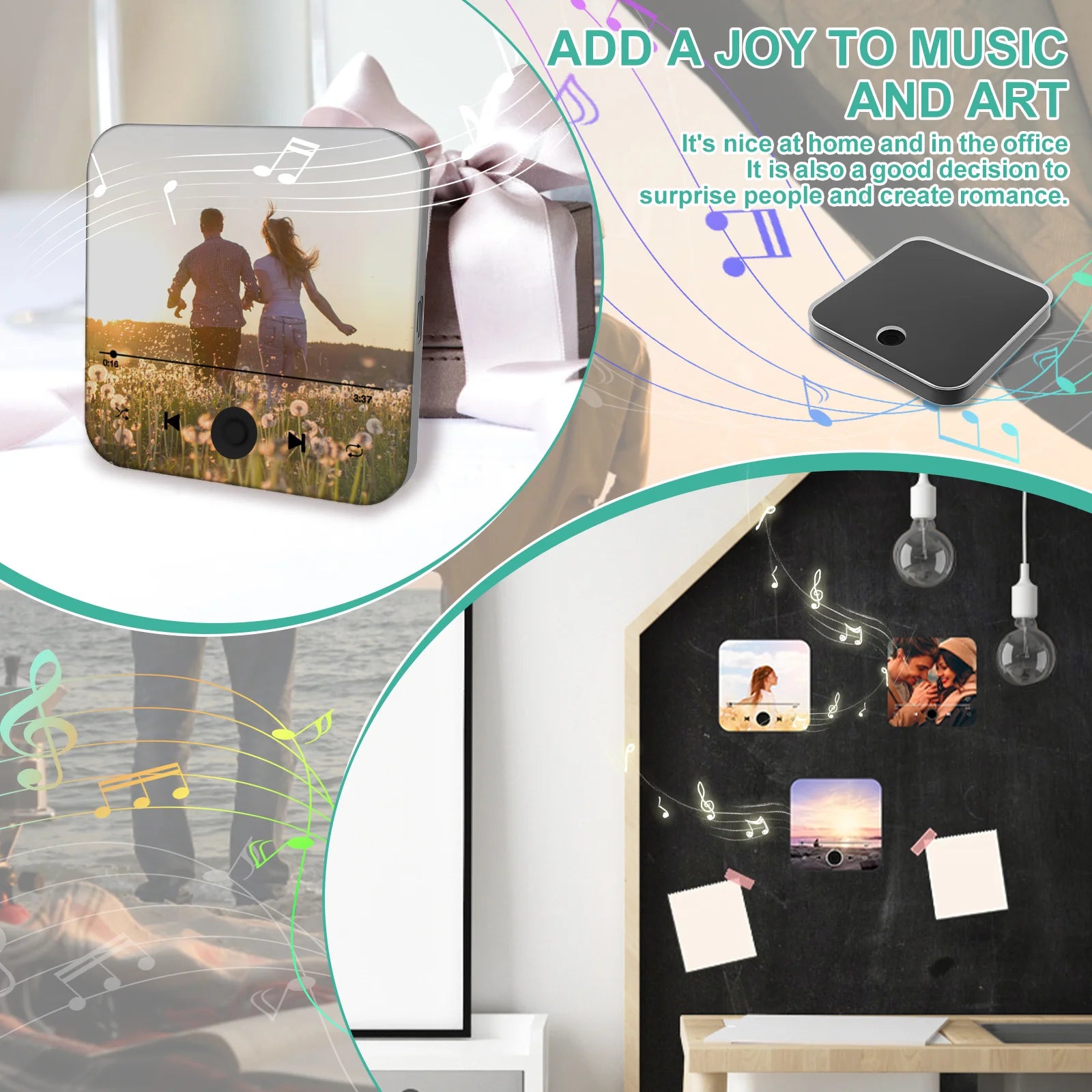 Personalized Music Player Fridge Magnet DIY Photo Album Fridge Stickers Plaque Magnet Player for Home Decoration Christmas Gifts