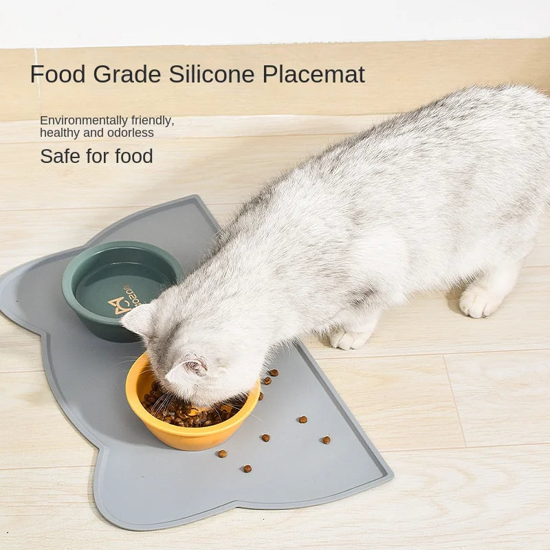 Pet Silicone Food Mats Portable Waterproof Leak-Proof Non-Slip Feeding Mats Bowl Pads Cushion For Cats Dogs Pet Items cute