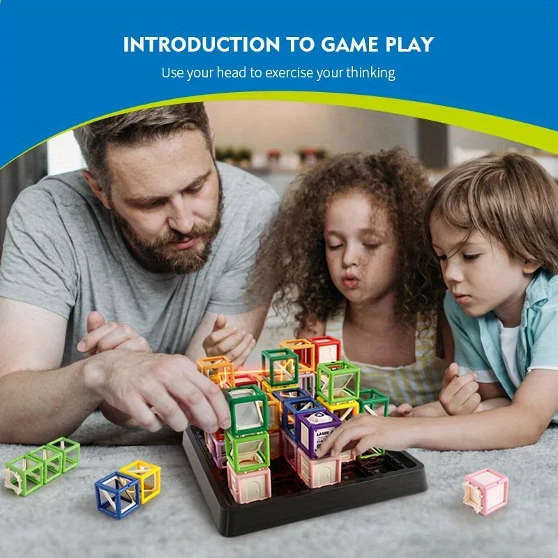 Laser Maze Stacking Educational Toy for Kids,60 Levels Challenges Laser Maze STEM Game Toys, Logic Thinking Training Board Game
