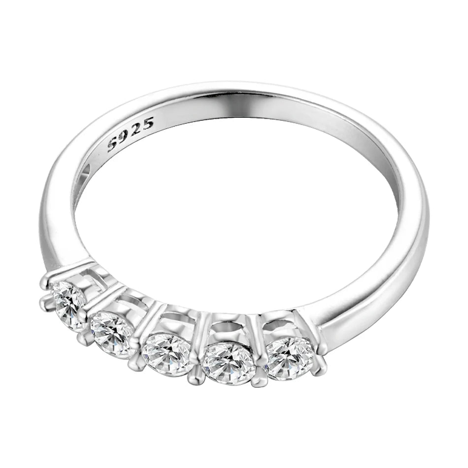 URMYLADY 0.5CT 3mm Gemstone Moissanite Rings for Women S925 Silver Matching Wedding Diamonds Band Stackable Ring White Gold Gift