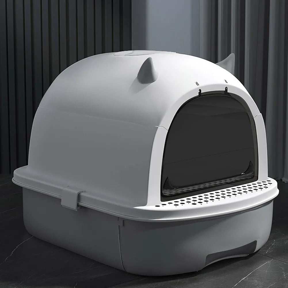 Enclosed Cat Litter Box with Drawer and Scoop