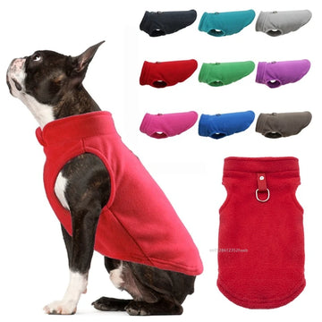 Fleece Dog Sweater Warm Vest with Leash Ring