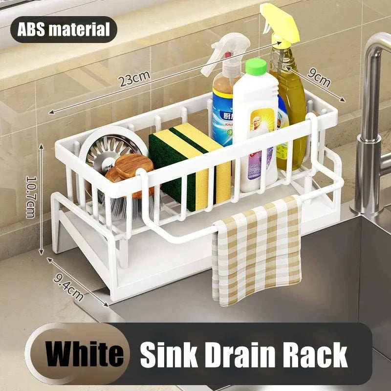 Kitchen Shelf Rag Storage Drainage Shelf No-Punch Storage Rack Home Spice Rack Sink Tap Sink Drainage Rack Kitchen Accessories