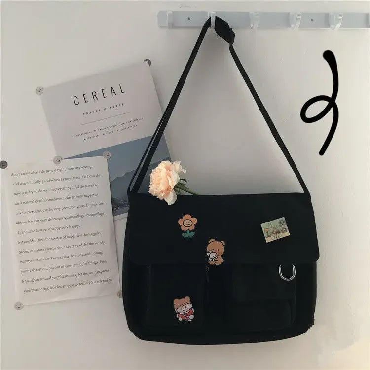 Canvas Messenger Shoulder Bag for Women & Girls