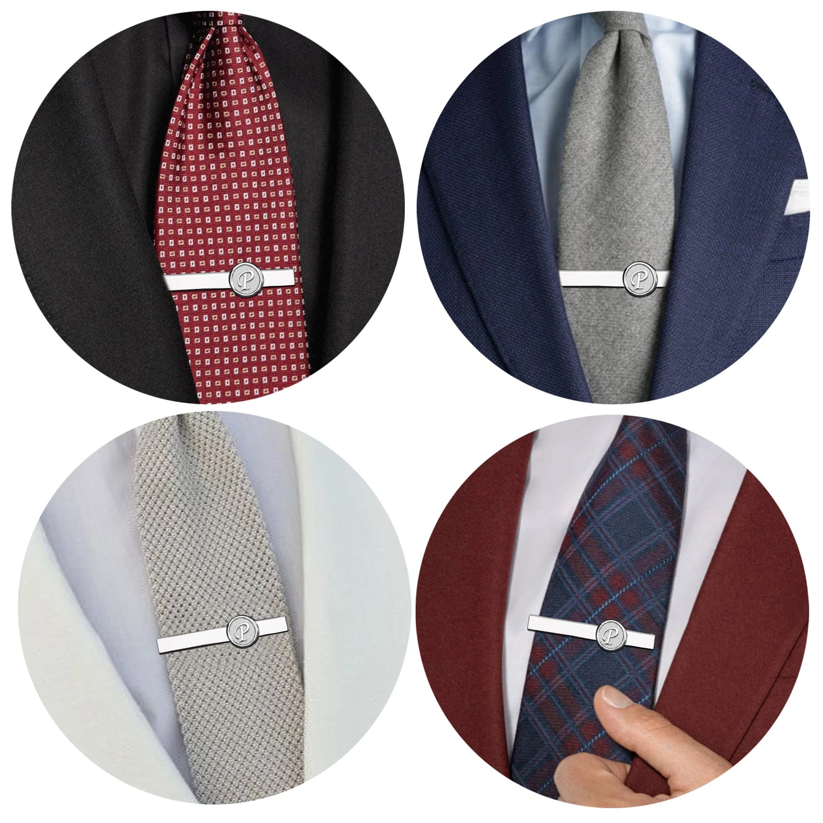 HAWSON 2 Inch Personalized Initial A-Z Cufflinks and Tie Clip Set for Men Silver Plated Shirt Accessories Business Gift Jewelry