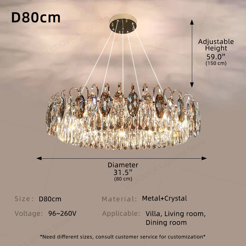 Modern Luxury Crystal Chandelier Living Room Kitchen Dining Room Chandelier Home Decoration LED Ceiling Chandelier