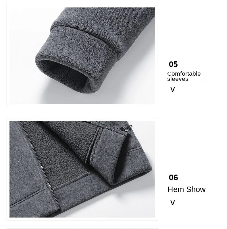 Winter Warm Cashmere Jacket Mens High-end Ski Fleece Iined Thickened Hoodie Coat Casual Womens Outdoor Camping Cold-proof Jacket