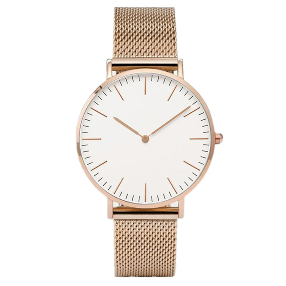 Rose Gold Women’s Quartz Watch – Steel Band