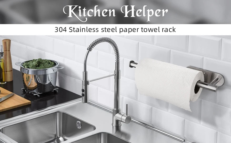 Paper Towel Holders for Kitchen Kitchen Roll Holder Paper Towels Self-Adhesive Under Cabinet Paper Towel Rack Stainless Steel