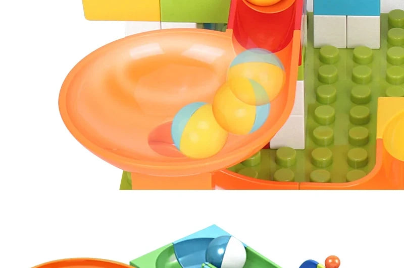 Marble Run Building Blocks Large Dinosaur Animals Slide Track Race Game Big Bricks STEM Educational Construction Toy Kids Gift