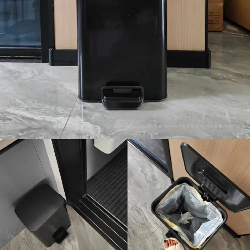 Kitchen Eye-Catching Garbage Can High-Standing Trash Bin Stylish Home Living Room Roller Creative Mobile Bedroom Bin