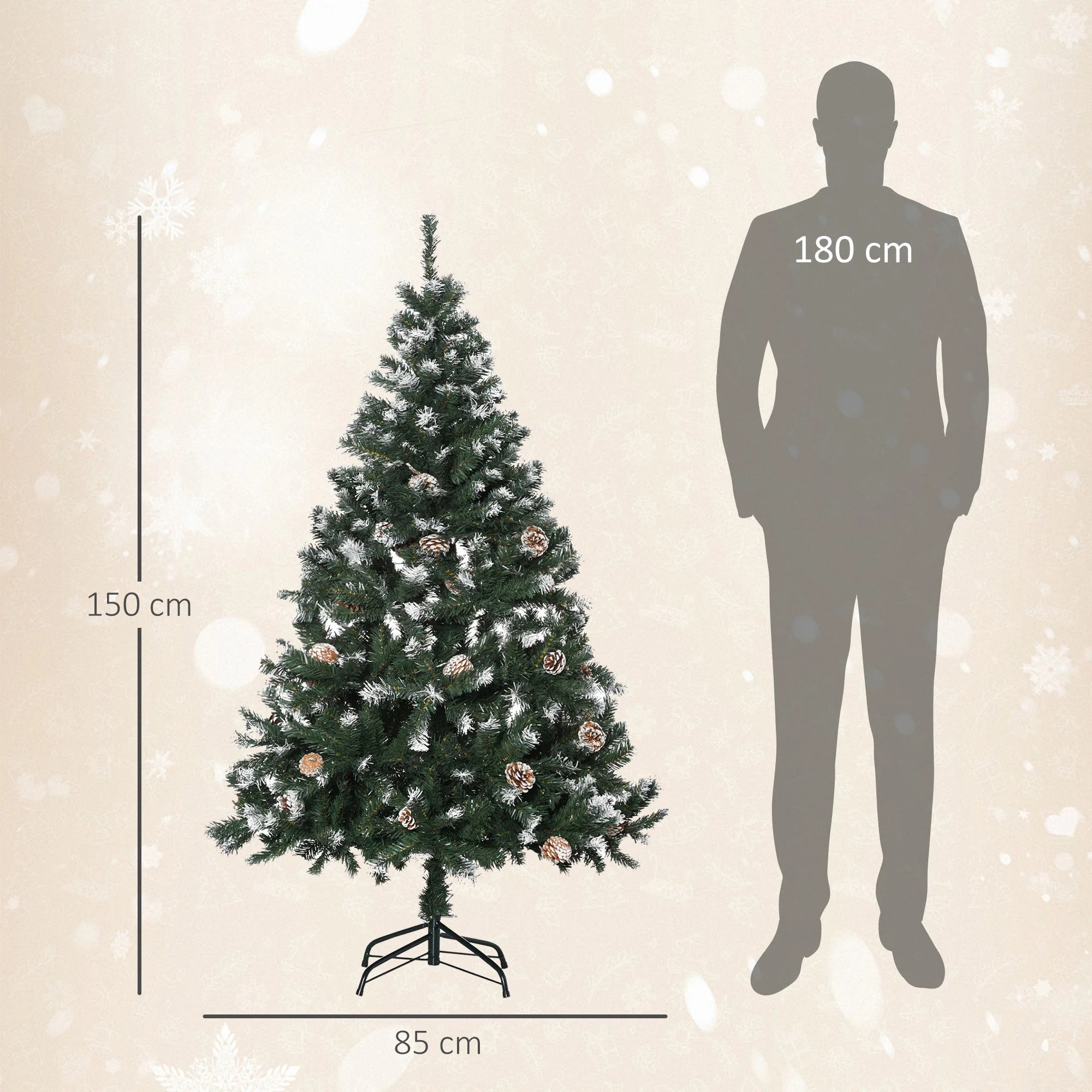 HOMCOM 5FT Artificial Christmas Tree Xmas Indoor Decoration, Automatic Open