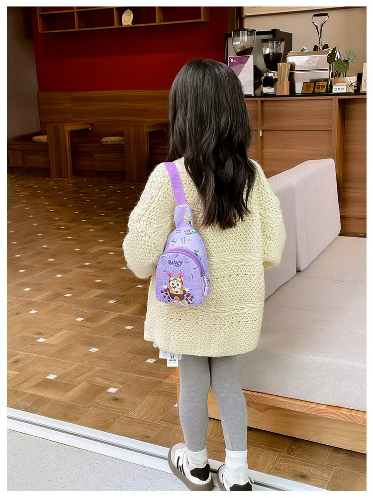 Bingo Friends Children's Bag Cute Bluey Family kids Chest Bag Kindergarten Cartoon Light Crossbody Bag Halloween Christmas gift