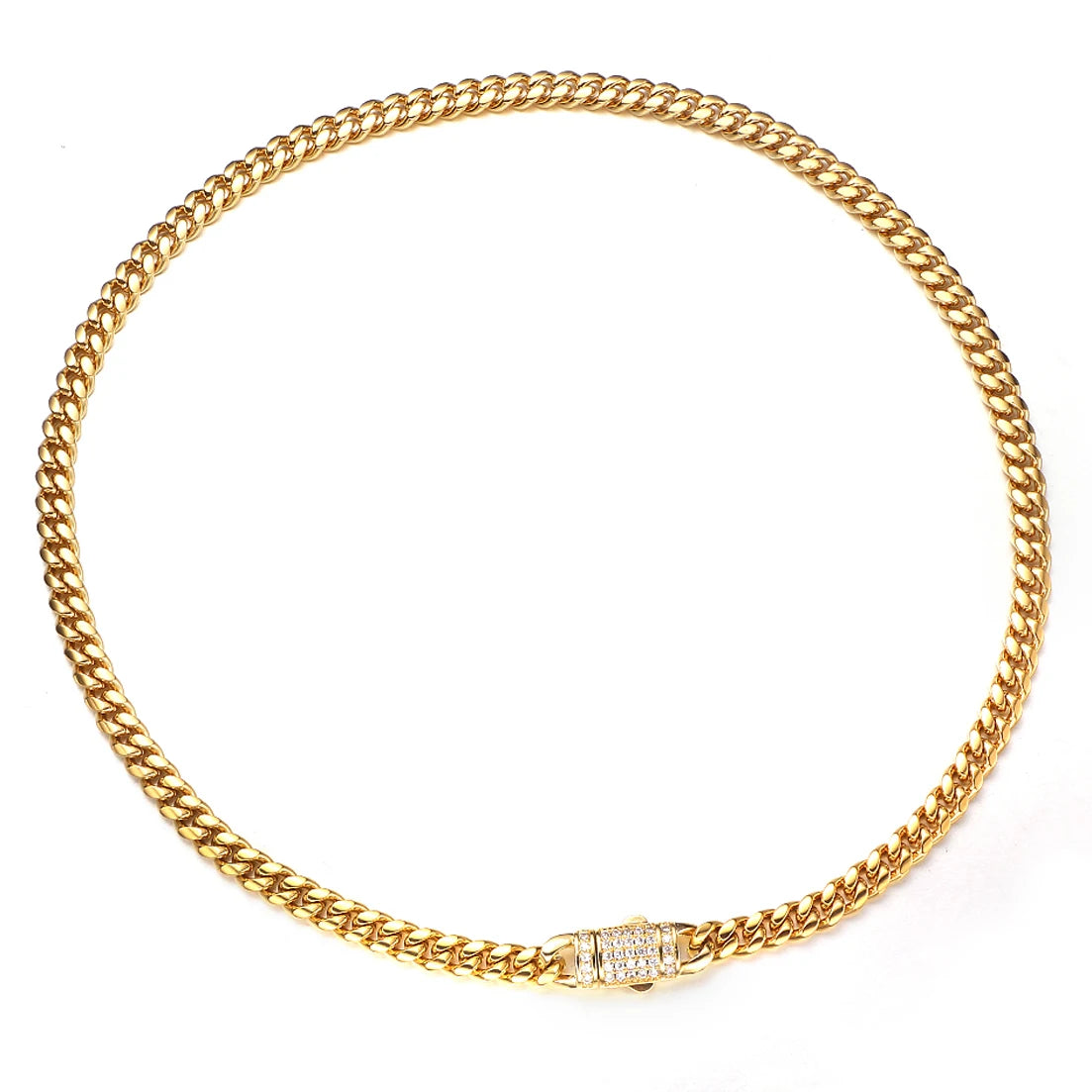 New Arrival 6mm-18mm Any Length 316L Stainless Steel Miami Curb Cuban Chain Necklace for Men & Women Gift Crystal Lock