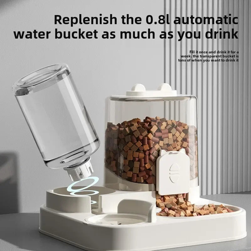 Cat feeder, dog and cat basin, equipped with water dispenser bowl, automatic recycling utensil, universal pet products
