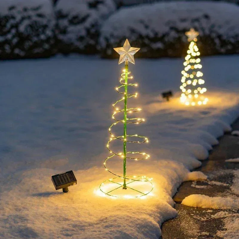 Solar Christmas TreeOutdoor Stand Garden LED Ground Lamp String Saterproof IP65 Star Lantern Decorative Home Decor
