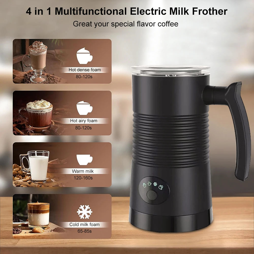 Electric Milk Frother 4 in 1 Hot and Cold Foam Maker for Milk Automatic Rotary Foamer for Coffee Cappuccino Latte Milk Frother