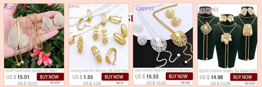 Women Necklaces Earrings Ring Bracelet 4Pcs Jewelry Set Classic Design Dubai Nigeria Jewelry 22K Gold Plated Trending