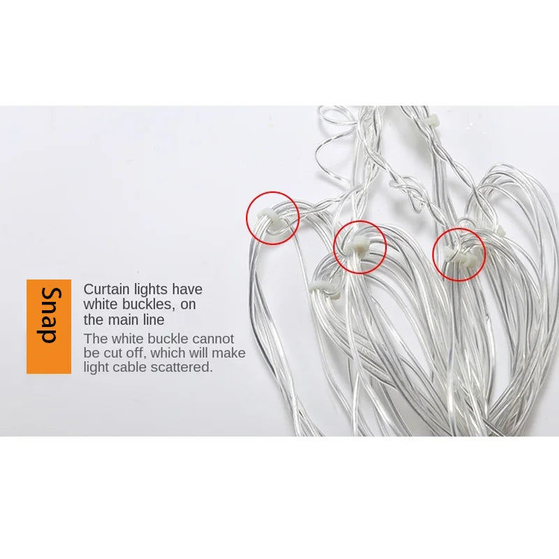 3.5M Christmas Snowflake LED String Lights Flashing Fairy Curtain Garland Lights Fancy Holiday Party New Year Decoration