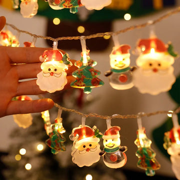 2024 Christmas Lights String Santa Claus Snowman Battery-operated Garland LED Christmas Decorative Light Party New Year's Decor