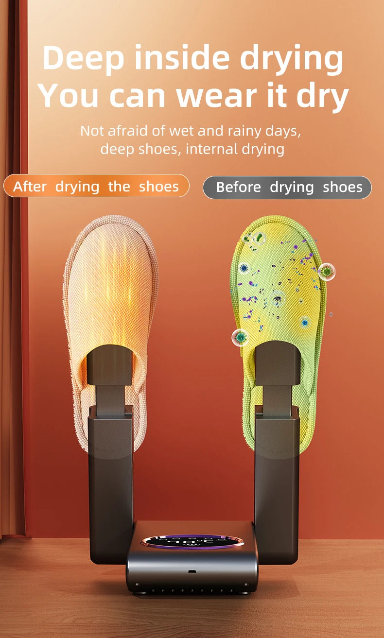 Foldable Electric Shoe Dryer  Deodorizer Sterilizer for Boots Sneakers Portable Smart Display Timer Control Travel Home Gym