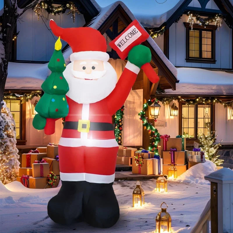 6/12FT Large Christmas Inflatables Santa Carrying Gift Bags Decoration Blow Up Xmas Toys Outdoor Courtyard Garden Party Decor