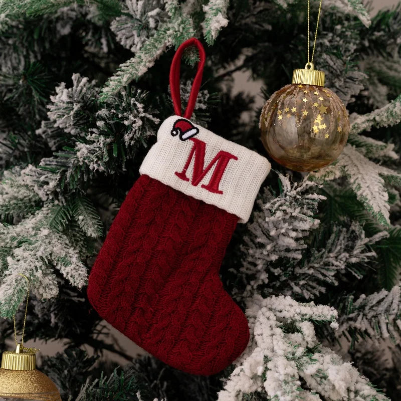 Christmas Alphabet Knitting Sock Christmas Tree Ornament Christmas Decoration For Home 2025 Noel New Year 2026 Xmas Gift