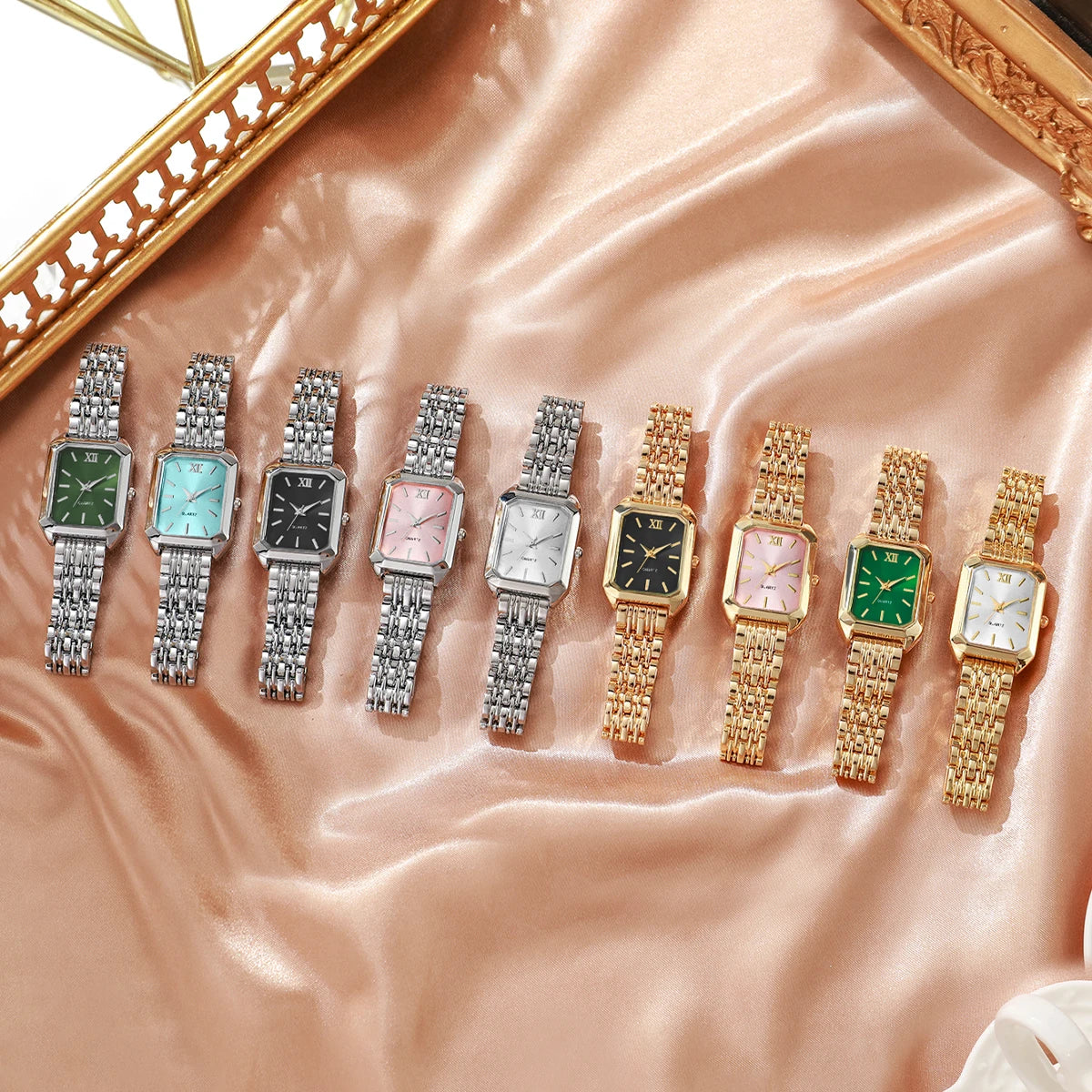 4/5/8/9PCS Fashion Rectangle Women Watches Set Luxury Analog Quartz Wristwatch For Ladies Clock Reloj Mujer（Without Box）