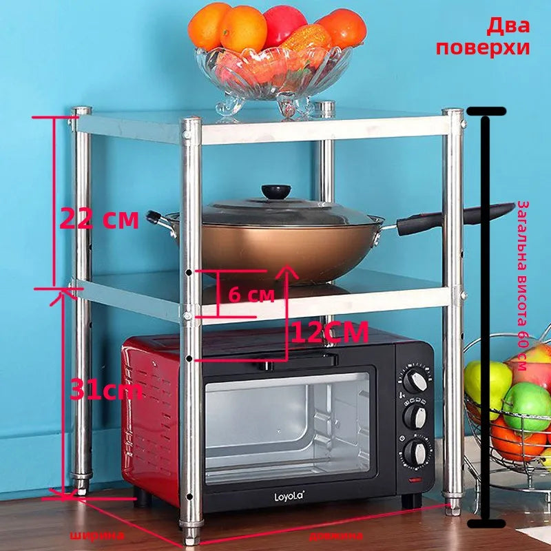 Stainl Steel Kitchen Storage Ra Stand Multi-Layer Microwave Organizer elf Utensil Storage Cabinet Floor Mounted
