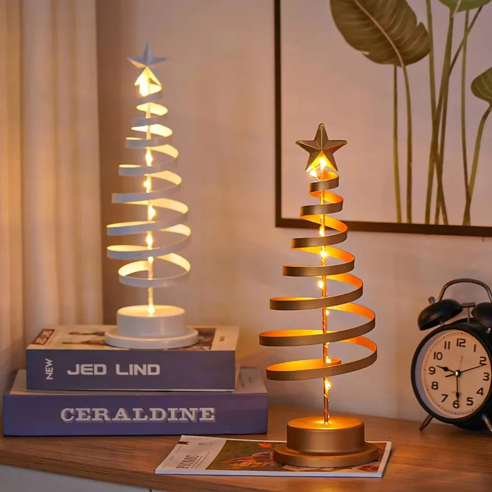 Artificial Christmas Lights Tree Fairy Lamp Tree Metal Spiral Star Lighting Holiday For Home Living Room Decorations Night Lamp