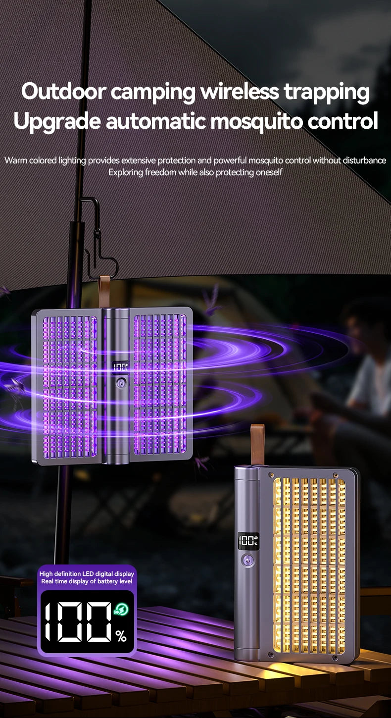 Electric Shock Mosquito Swatter Foldable Zapper Anti Mosquito Lamp Repellent Killer Rechargeable Portable Indoor Outdoor Use