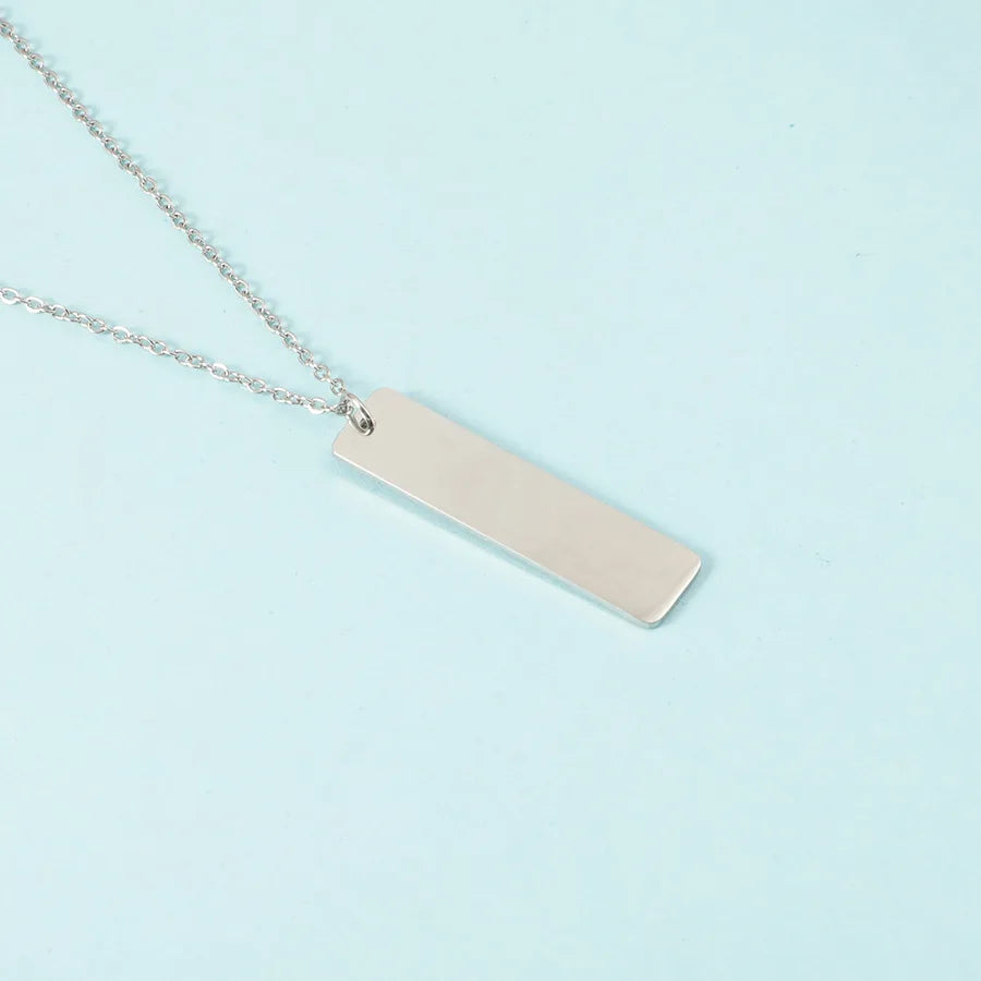 10Pcs Mirror Polished 10x40mm Strip Pendant Necklaces Stainless Steel Cable Chain Necklaces For Women Men