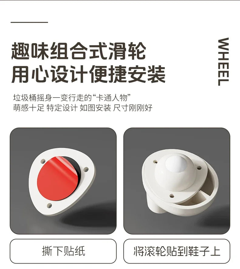 Kitchen Eye-Catching Garbage Can High-Standing Trash Bin Stylish Home Living Room Roller Creative Mobile Bedroom Bin