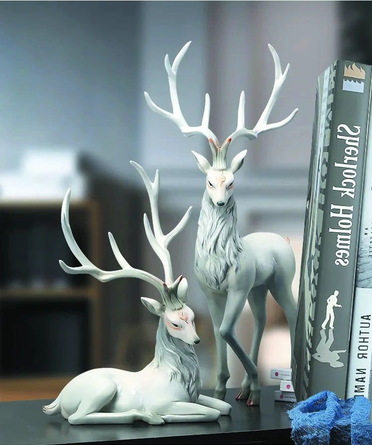 High-End Deer Statue Reindeer Statue Resin Elk Sculpture Living Room Luxury Home Decor Nordic Desktop Accessories New