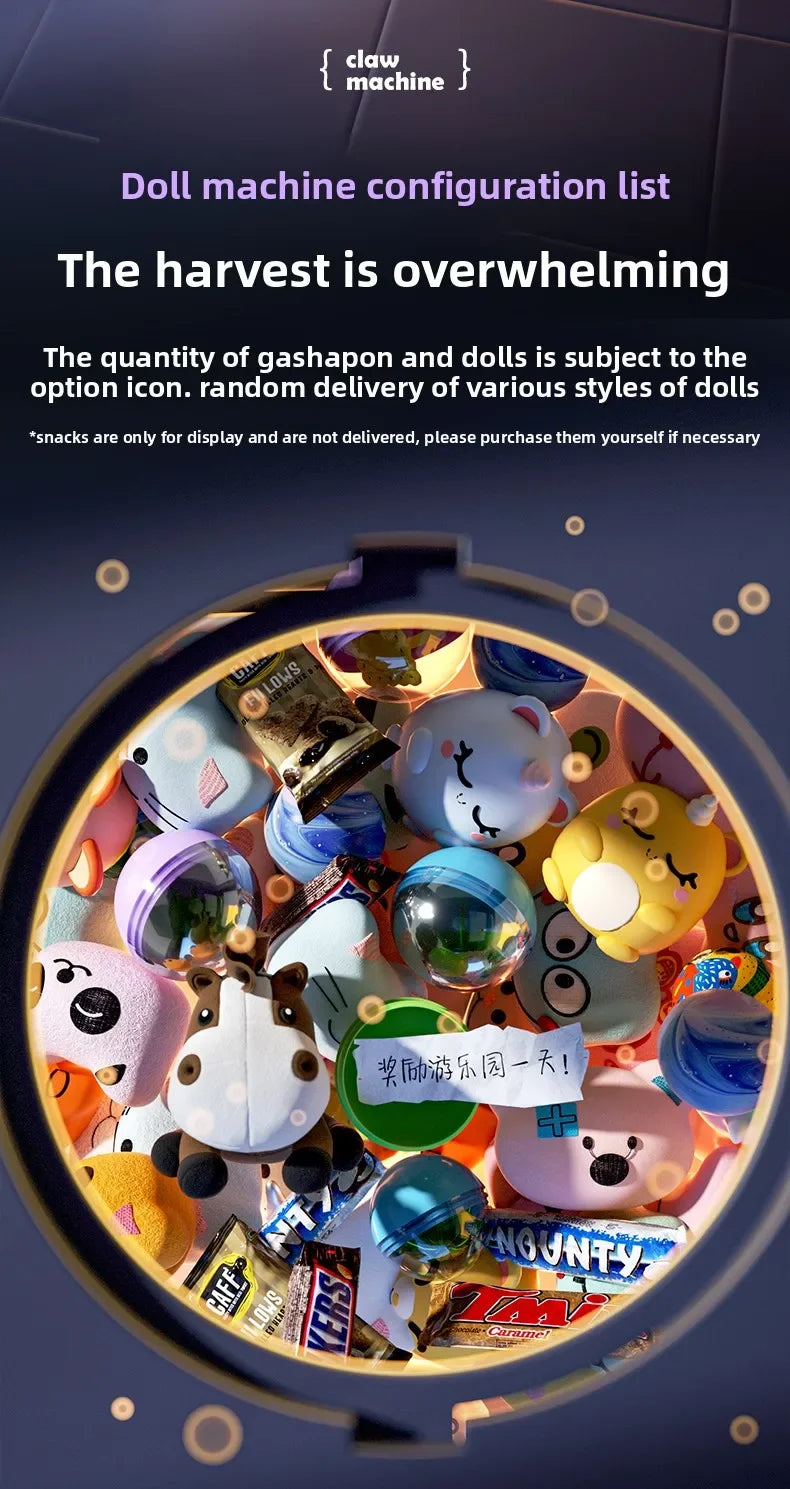 DIY Automatic Doll Machine Kids Coin Operated Play Game Mini Claw Catch Toys Crane Machines Music Doll for Christmas gifts