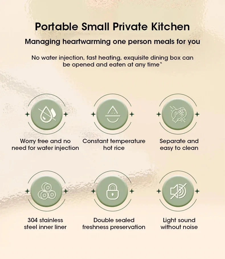 Electric Lunch Box Portable Food Warmer Water Free Bento Box Stainless Steel Food Warmer Office Food Lunch Box Electric Heater