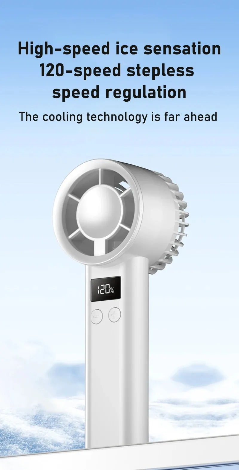 120 Wind Speeds Bladeless Portable Hand Fan USB Rechargeable Mini Handheld High-Speed Personal Fan for Eyelash Makeup