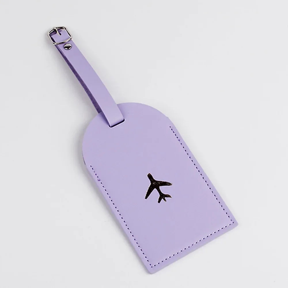 Luggage Tag Suitcase Luggage Label PU Leather Baggage Boarding Bag Tag Portable Travel Accessories Name ID Address Holder