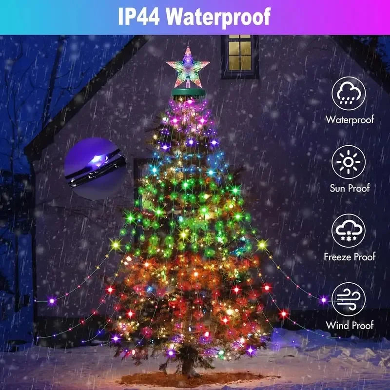7.87FT 400LEDs Christmas Tree Lights Smart RGB LED String Lights IP68 Holiday Decoration for Indoor Outdoor Tree APP Control