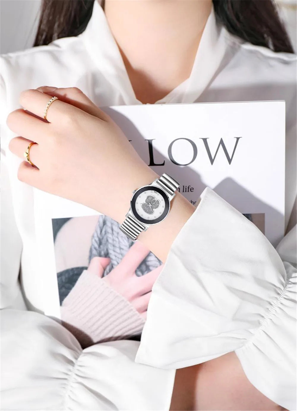 Women’s Bear Diamond Quartz Watch – Stainless Steel