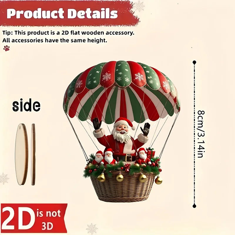 2D Santa Claus Parachute Christmas Tree Ornaments New Year Party Decoration 2025 Christmas Indoor Outdoor Home Decor DIY Gifts