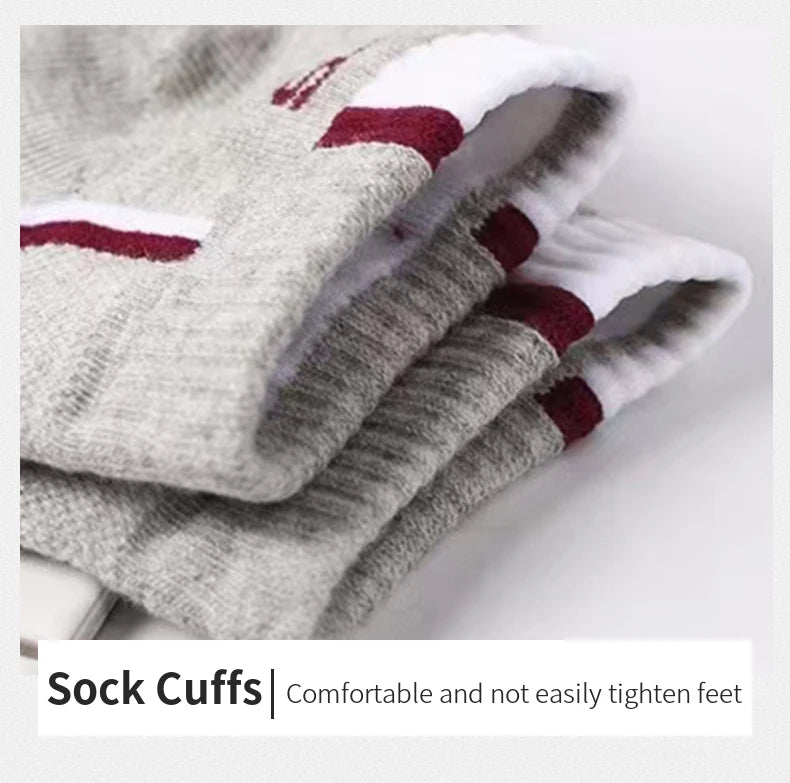 5 Pairs/pack of "Sports" MEN'S Summer Socks, Personalized Boat Socks, Breathable Mesh, Youth Student Socks, Mixed Colors