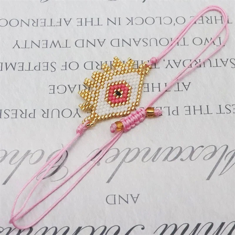 ALIYA Turkish Evil Eye Bracelet for Women Handmade Woven Colorful Miyuki Seed Beads Pulseras Lucky Greek Eye Bracelets Gift