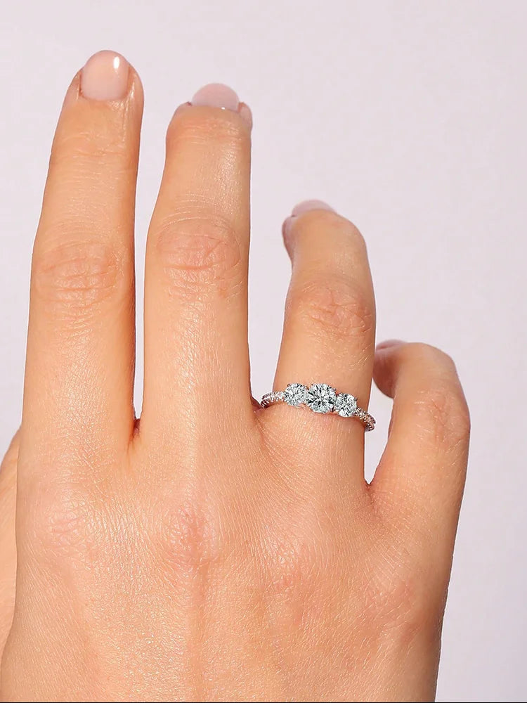 925 Sterling Silver Classic Fashion 0.5ct Zircon Round Ring For Women Anniversary Engagement Wedding Luxury High Quality Jewelry