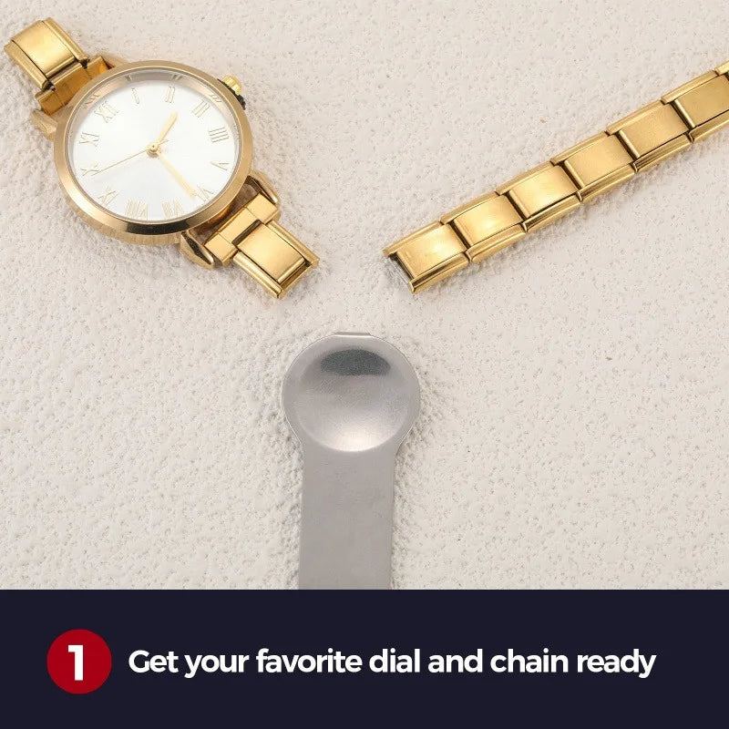 Fashion Watch Women's DIY 9MM Width Italian Elastic Charm Stainless Watch Header Linker Bracelet Jewelry Birthday Gift