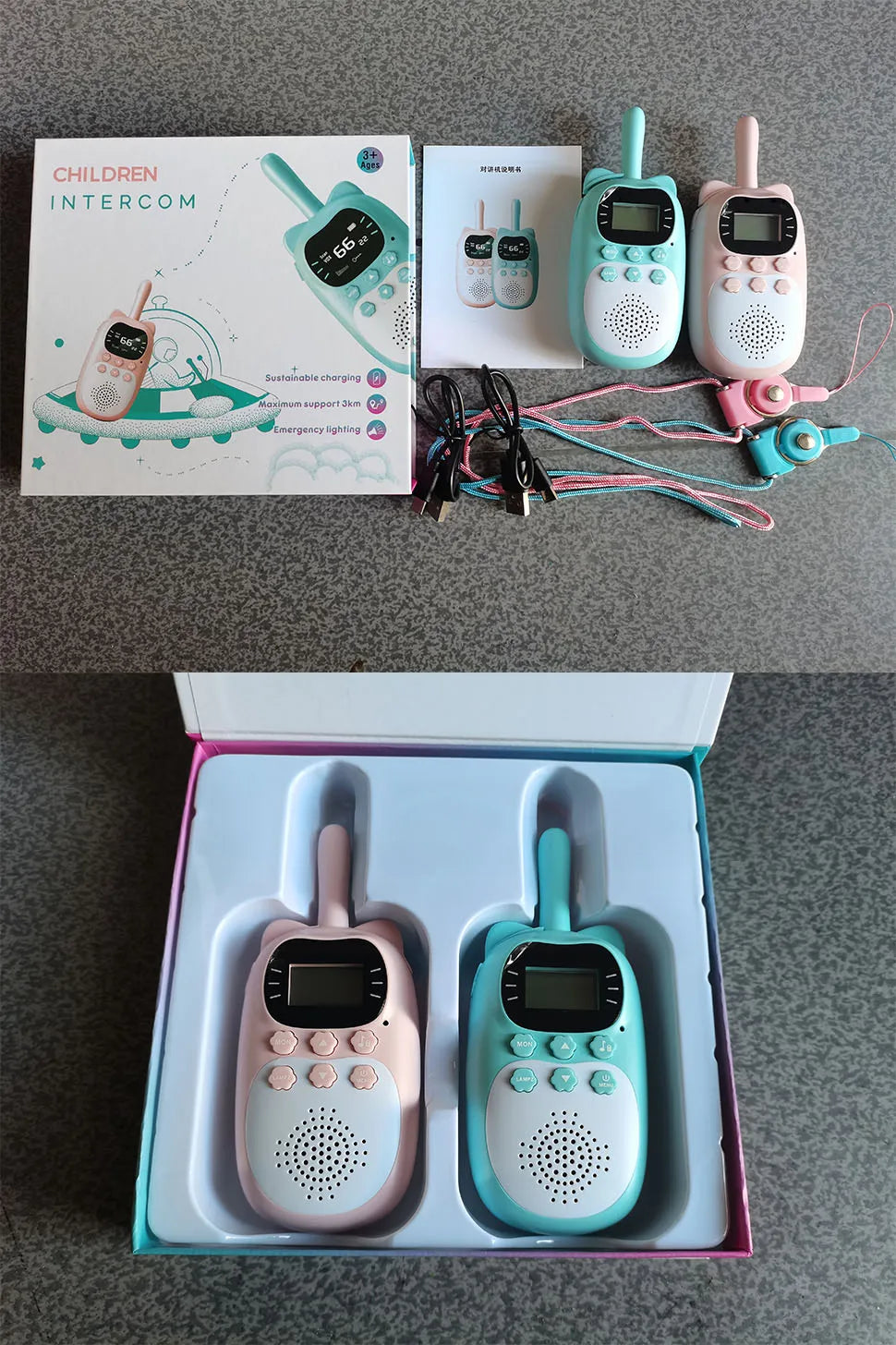 Kids Walkie Talkie 2PCS Electronic Toys Children Spy Gadgets Baby Radio Phone 3km Range Christmas Birthday Gift For Boys Girls